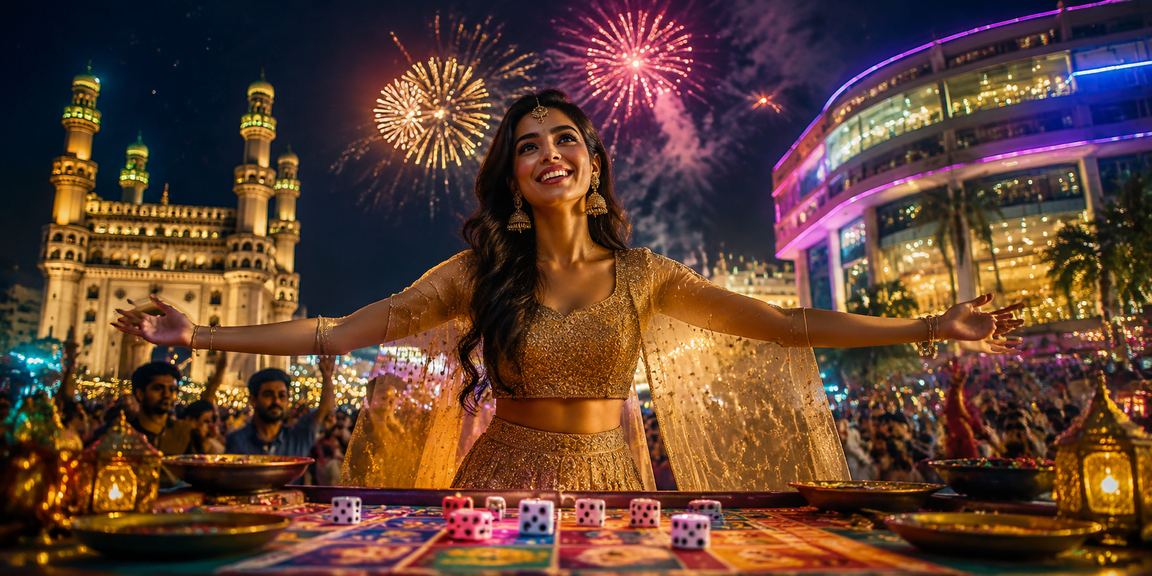 Festive celebration with dice games near Charminar Hyderabad